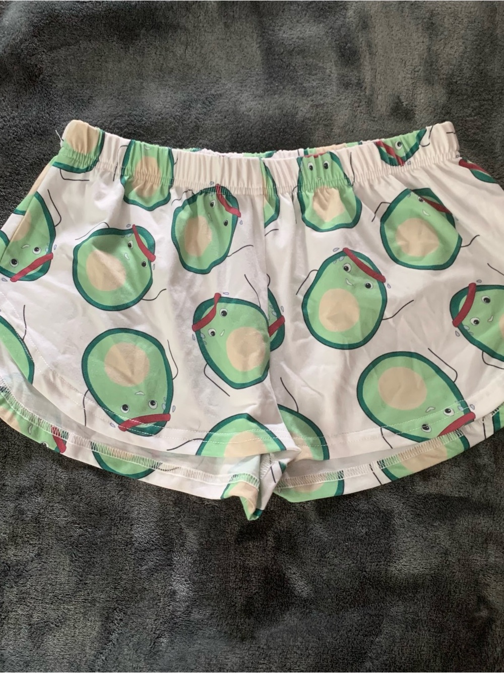 SHEIN White Avocado Print Athletic Shorts